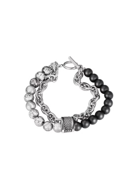 MUSTKOO手链男潮男个性转运珠手链简约串珠黑曜石手串饰品送男友