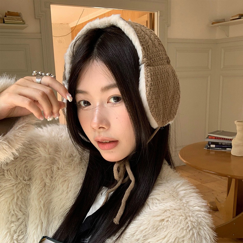 玛诗杜毛绒耳罩女冬保暖可爱毛线耳暖户外雪地针织耳套7604