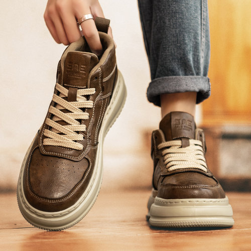 特大码新款高帮男鞋45真皮46休闲鞋47加宽加绒48时尚百搭板鞋49