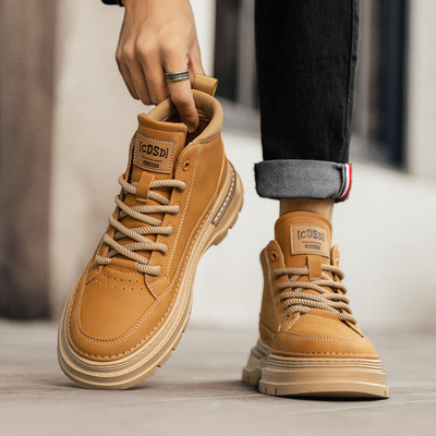 特大码男鞋冬季加绒中帮男士工装45马丁靴46大号47复古49男靴子48