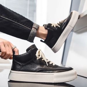 特大码男鞋春秋季新款高帮男士板鞋45休闲46皮面小白鞋男47潮鞋48