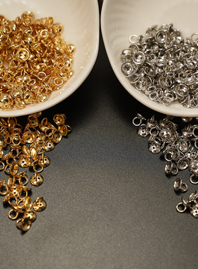 保色14K包金带穿线孔吊帽闭口圈连接环diy珍珠手链项链收尾扣配件