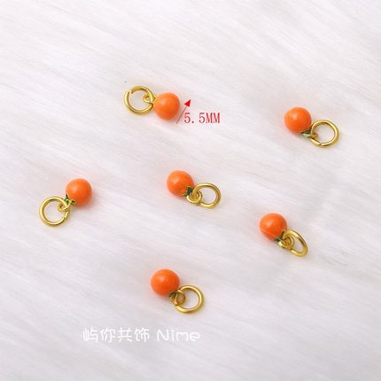 14k铜包金保色滴油小樱桃5.5mm红球吊坠diy手链项链手工饰品配件