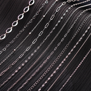 保色铜镀厚银扁O散链手工diy手链桃心链项链闪O扩孔延长链尾链条