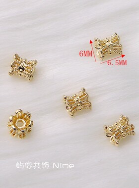 保色14K包金双面花托隔珠配件手工串珠diy手链项链手作首饰品材料