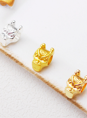 沙金包金保色条纹龙头隔珠圆形生肖龙串珠编绳材料diy转运配饰品