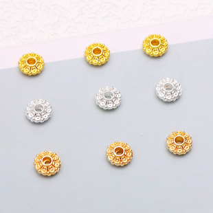 18K包金保色花纹飞碟形隔片多边隔珠手工diy饰品配件手链项链串珠