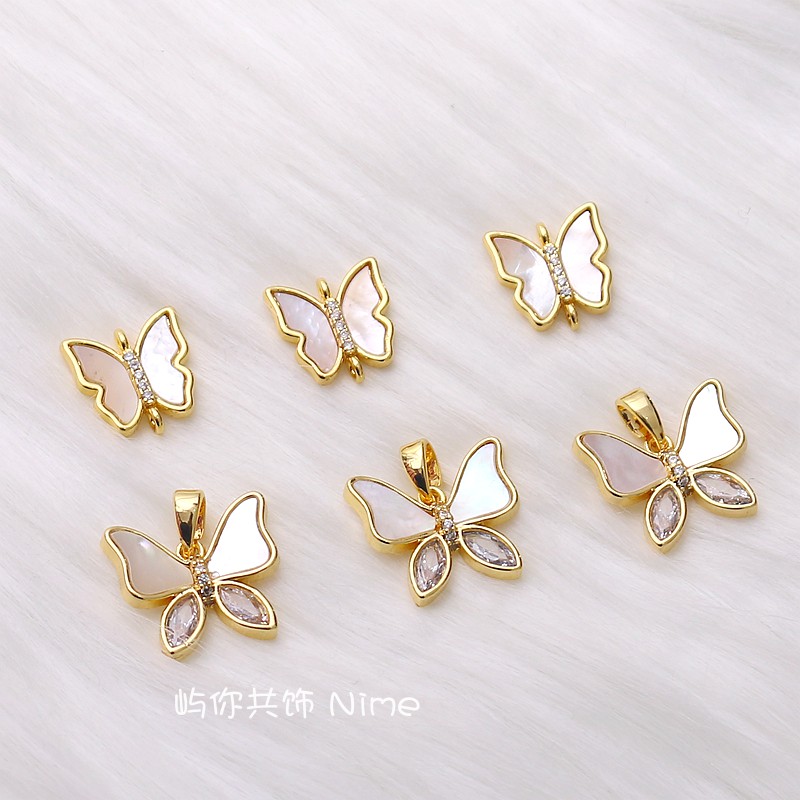 金色微锆蝴蝶吊坠配件