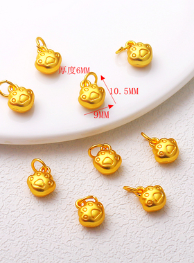 包金保色哑光卡通猫爪吊饰 可爱萌熊掌滴溜手链耳饰品挂件diy配件