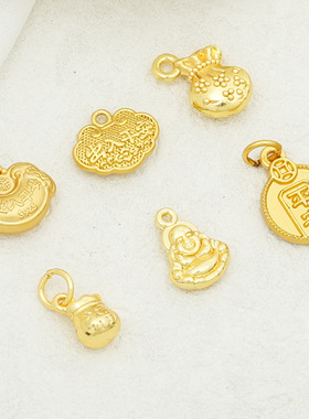 18K铜镀保色佛祖出入平安福佑平安吊牌DIY手链项链吊坠饰品配件