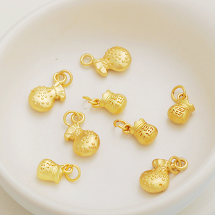 錢袋 18K啞金包金保色福袋吊墜項(xiàng)鏈?zhǔn)宙?吊飾diy手工飾品配件材料