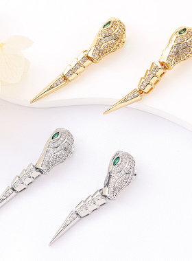 铜镀保色14K镀真金锆石蛇形扣diy珍珠项链收尾调节连接扣配件