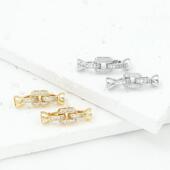 14K包金保色镶钻万能扣diy珍珠米珠手链项链收尾连接扣饰品配件