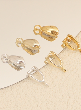 14k保色包金爪子扣夹珠扣头扣子吊坠手链手工diy饰品自制项链配饰