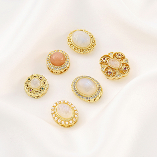 镶嵌天然蓝月光石拉长石铜镀18K真金多样隔珠diy手链项链饰品配件