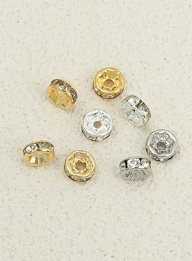 14K18K包金钻圈锆石隔片手工串珠diy水晶手链珍珠项链隔珠配件