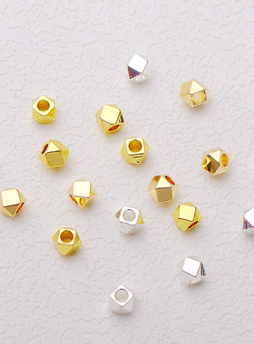 14K包金保色切角珠多边形切面散珠隔珠diy手工串珠材料首饰品配件