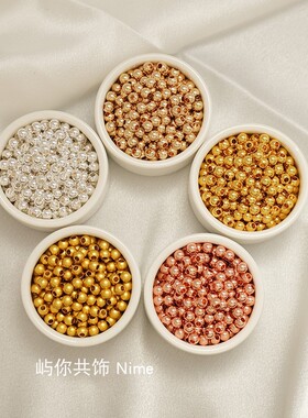 保色包金珠散珠镀真金珠白金色隔珠银珠diy手工串珠首饰品配件