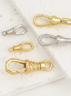 铜镀14K真金保色万向龙虾扣可转动diy手链项链手机链收尾连接扣