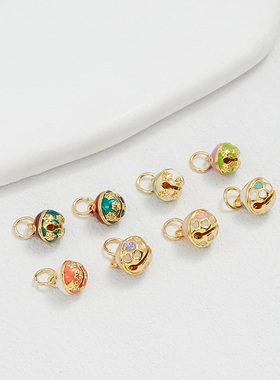 铜镀18K保色滴油景泰蓝铃铛吊坠diy手工手链项链耳饰品配件材料