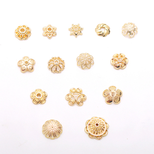 12MM花托帽托珠垫片diy手链项链饰品配件 14K铜镀保色多款