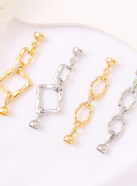 18K包金保色微镶锆石双环珍珠扣diy手工手链项链耳饰品配件材料