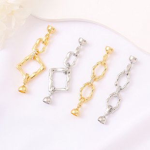 18K包金保色微镶锆石双环珍珠扣diy手工手链项链耳饰品配件材料