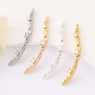 18k金铜镀真金镶锆石实心弯管串珠子材料手工diy手链项链饰品配件