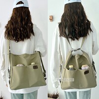 Three-use backpack women's large-capacity canvas bag women's single shoulder tote commuter student class messenger bag backpack