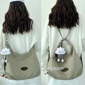 双肩包包女大容量帆布三用背包大学生通勤上课书包单肩托特包斜跨