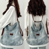 软皮三用包包女春季 轻便小双肩包通勤托特包单肩斜挎小众质感背包
