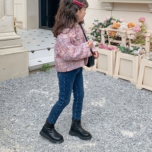 女童加绒牛仔裤2025秋冬新款加厚一体绒儿童修身小脚裤宝宝铅笔裤