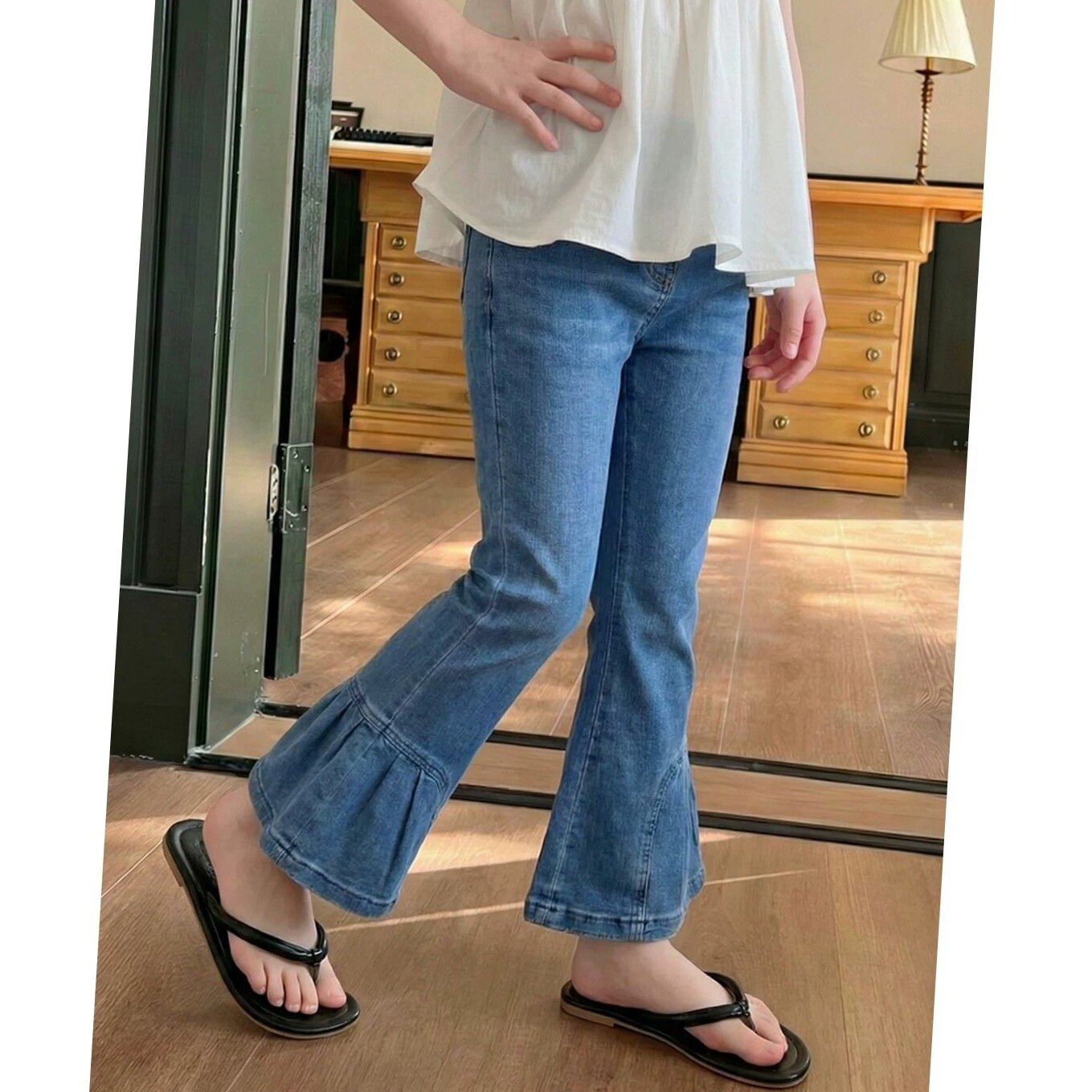 女童裤子秋款潮流牛仔裤秋季长裤外穿秋装女孩中小童炸街时尚童装