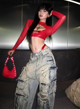 #Sisjuly#高街帅气chill girl心机镂空超显身材紧身显瘦百搭T恤女