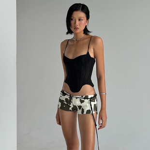 Sisjuly 显瘦不规则短款 性感时尚 Black修身 吊带女 BM风不规则All