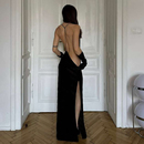 black暗黑风性感露背虾线挂脖吊带裙女 all 百搭连衣裙 Sisjuly