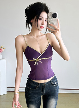 灿金色蝴蝶结奢华优雅紫魅惑吊带