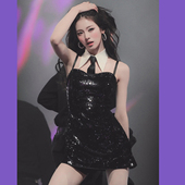 Sisjuly 韩流MAMA舞台Anna同款 亮片闪闪西装 领修身 吊带连衣裙女