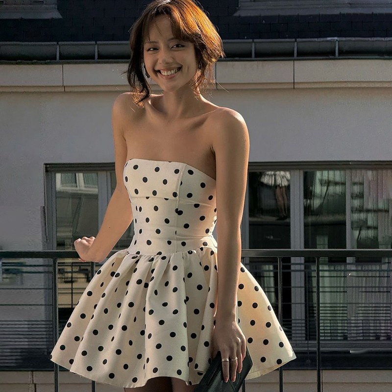 #Sisjuly#赫本风生日礼服气质露背纯欲公主风辣妹抹胸连衣裙女