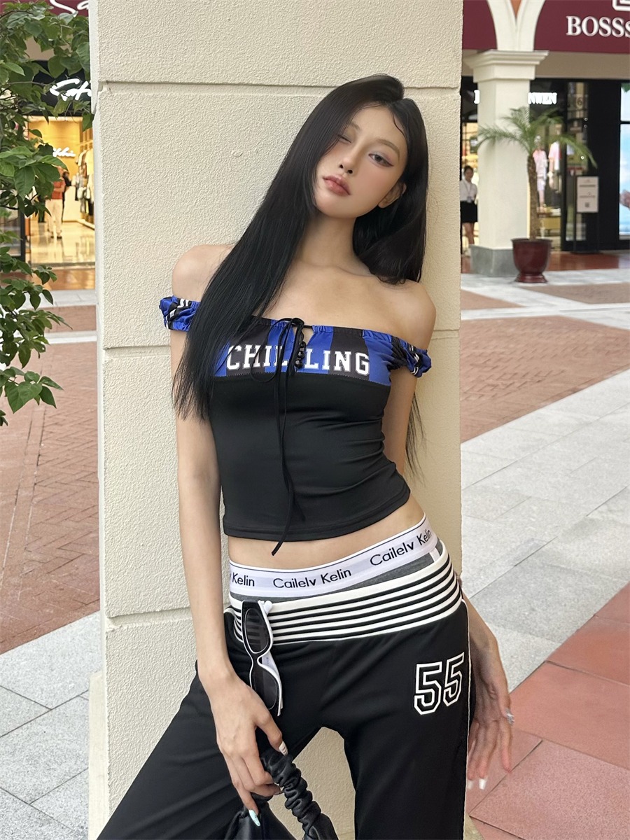 # Sisjuly # Hong Kong Style High Street Sexy Casual Sporty Style Color-Blocking Slim-Fit Drawstring Camisole for Women Summer