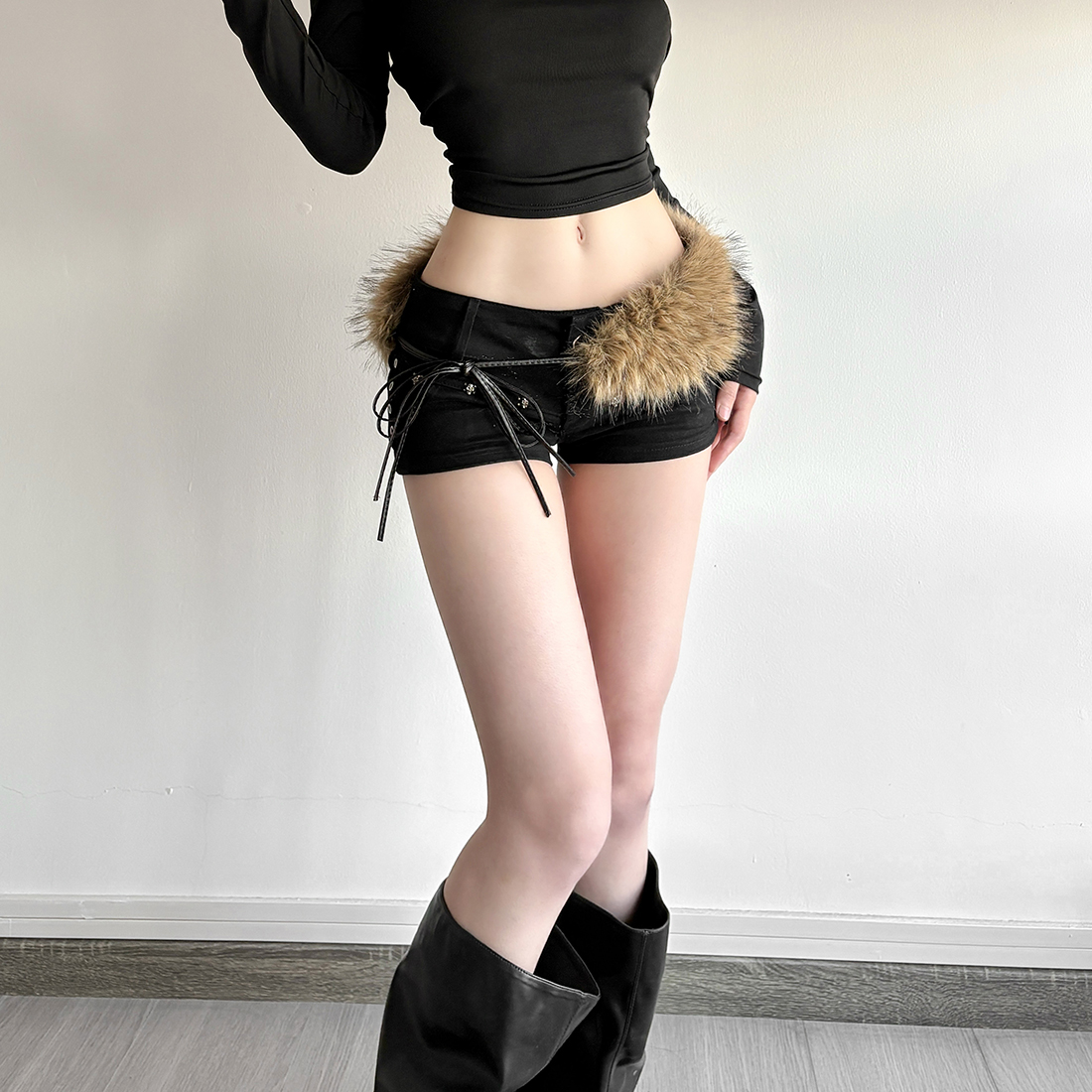 亚文化y2k个性系带百搭毛毛腰带