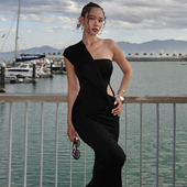 背心连衣裙女 model扭结斜肩镂空设计修身 Sisjuly 随性时髦sexy