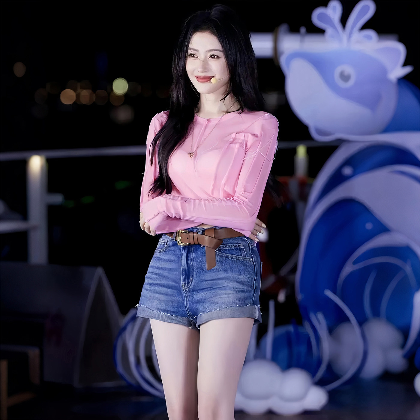 #Sisjuly#张天爱同款 时尚气质立体线条轻薄微透不规则长袖T恤女