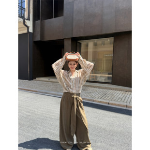 Yinkoo「必入原创」原创款复古老钱秋冬高腰绑带阔腿显瘦西裤