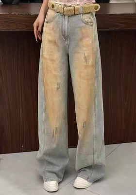 欧货2025秋冬新款V+.com高腰显瘦磨白直筒牛仔裤百搭休闲阔腿裤女