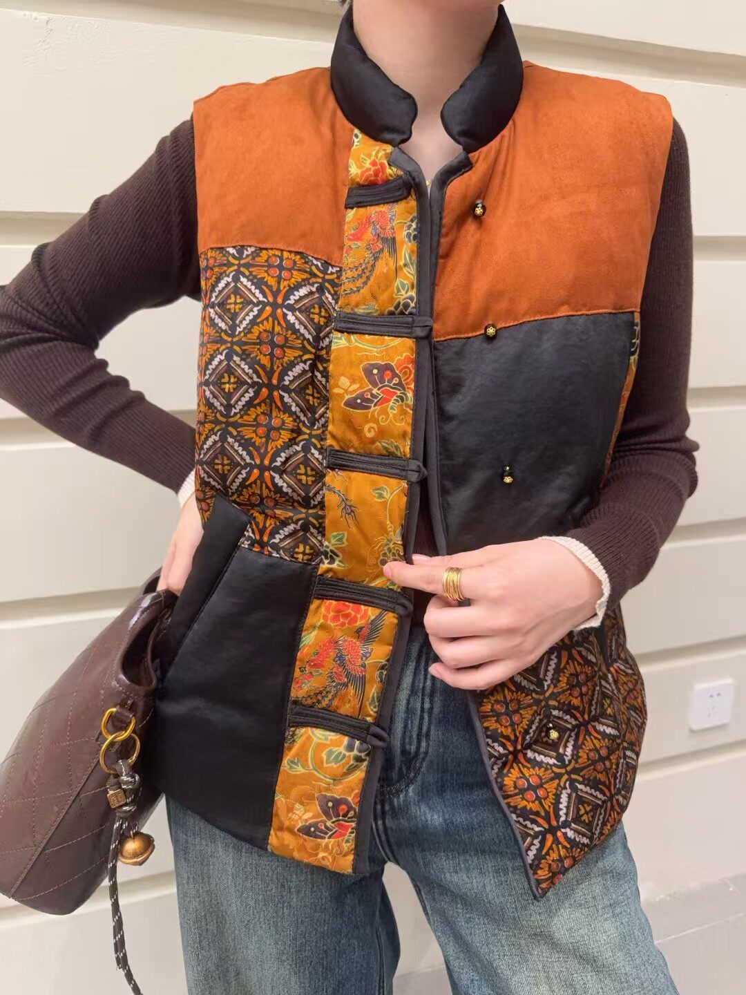 特价 福利 DT.Dong 2025冬季个性拼色印花鹅绒羽绒服马甲无袖外套