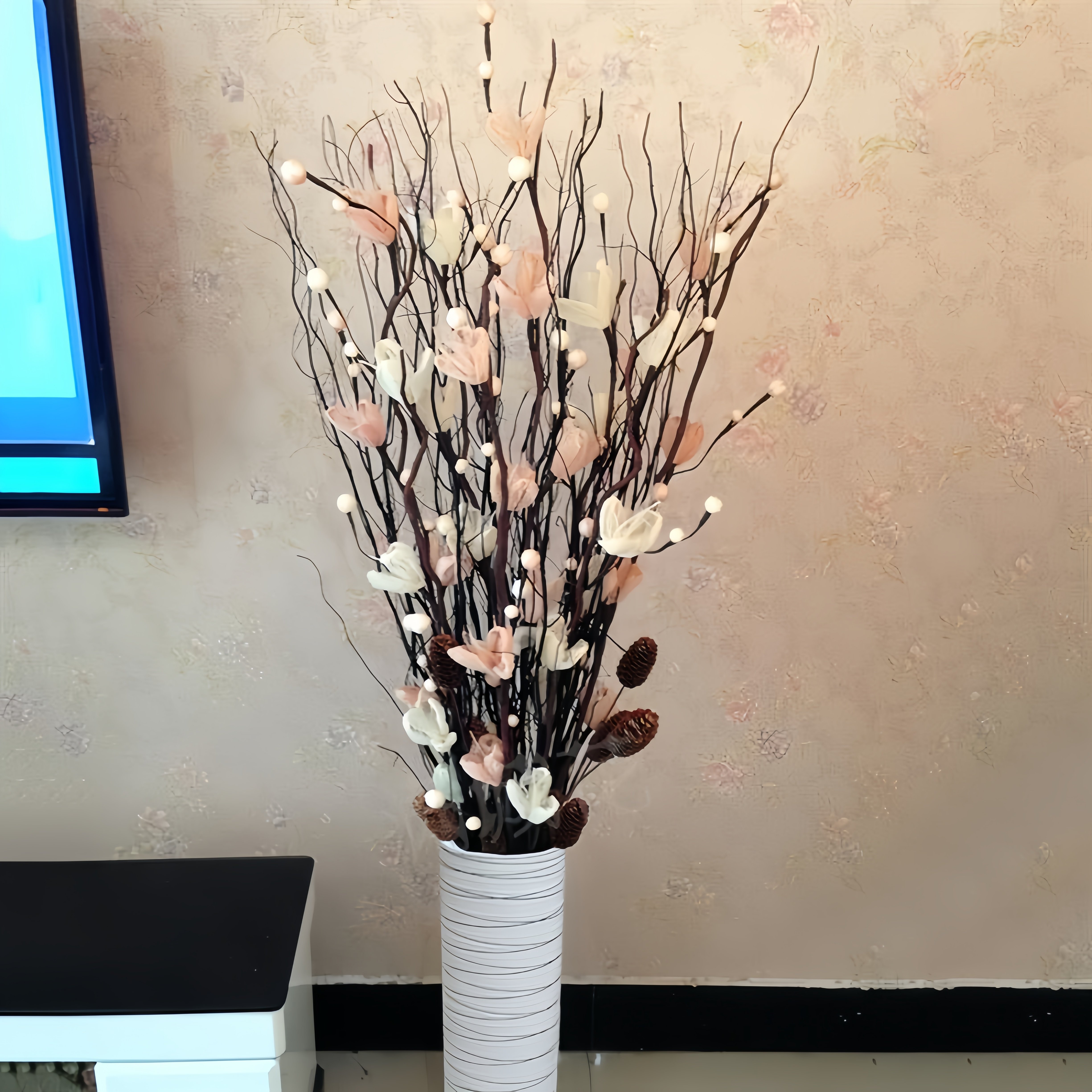 客厅落地假花仿真花束叶脉干花摆件插花塑料花居家室内摆设装饰花