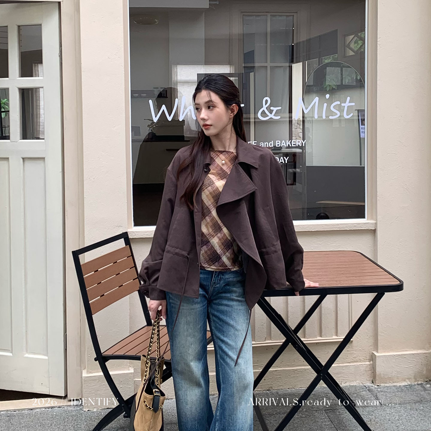 高级感荷叶边设计翻领外套女秋季