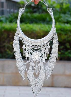 新款中国民族风苗银少数民族项链景颇族彝族气质百搭项圈演出配饰