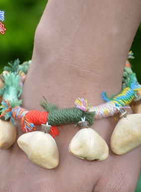 民族风天然印尼果壳手链彩色编织流苏音疗装饰手链创意礼品